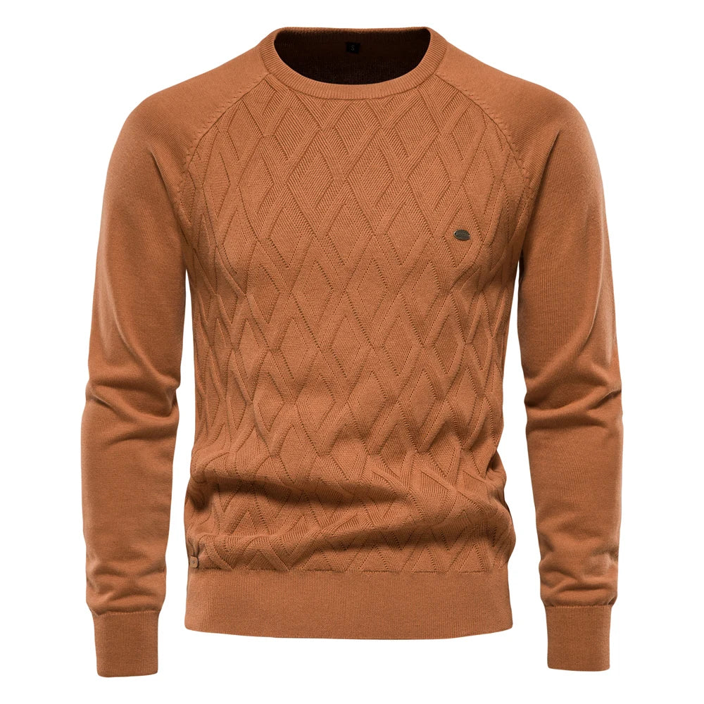 Basic Men Sweaters Solid Color O-neck Long sleeve