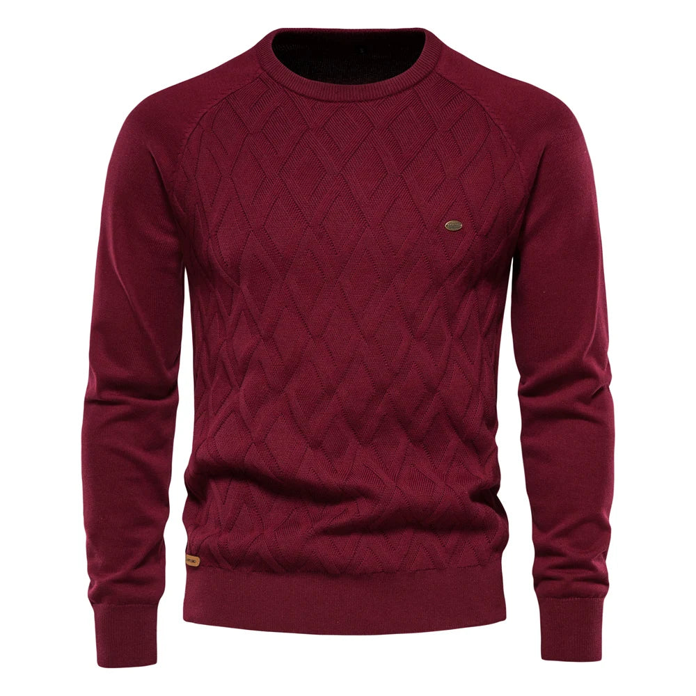 Basic Men Sweaters Solid Color O-neck Long sleeve