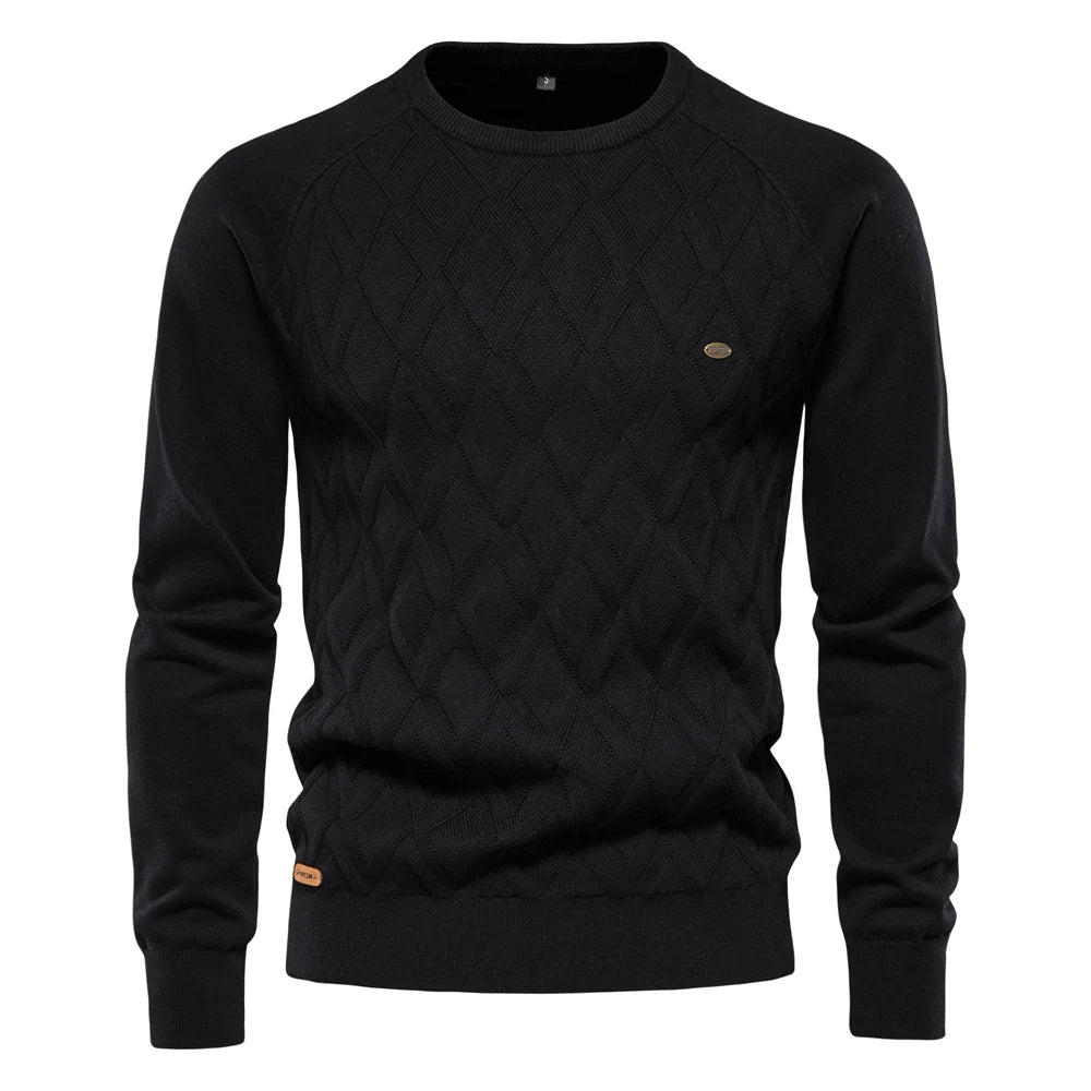 Basic Men Sweaters Solid Color O-neck Long sleeve