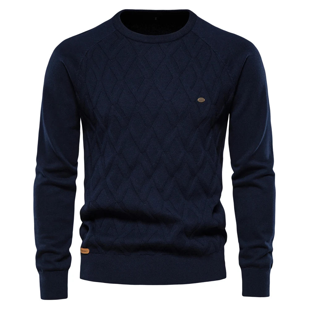 Basic Men Sweaters Solid Color O-neck Long sleeve