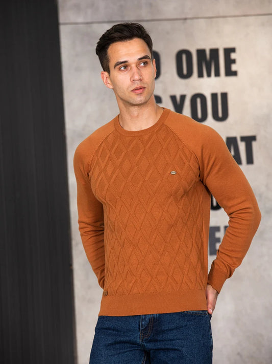 Basic Men Sweaters Solid Color O-neck Long sleeve