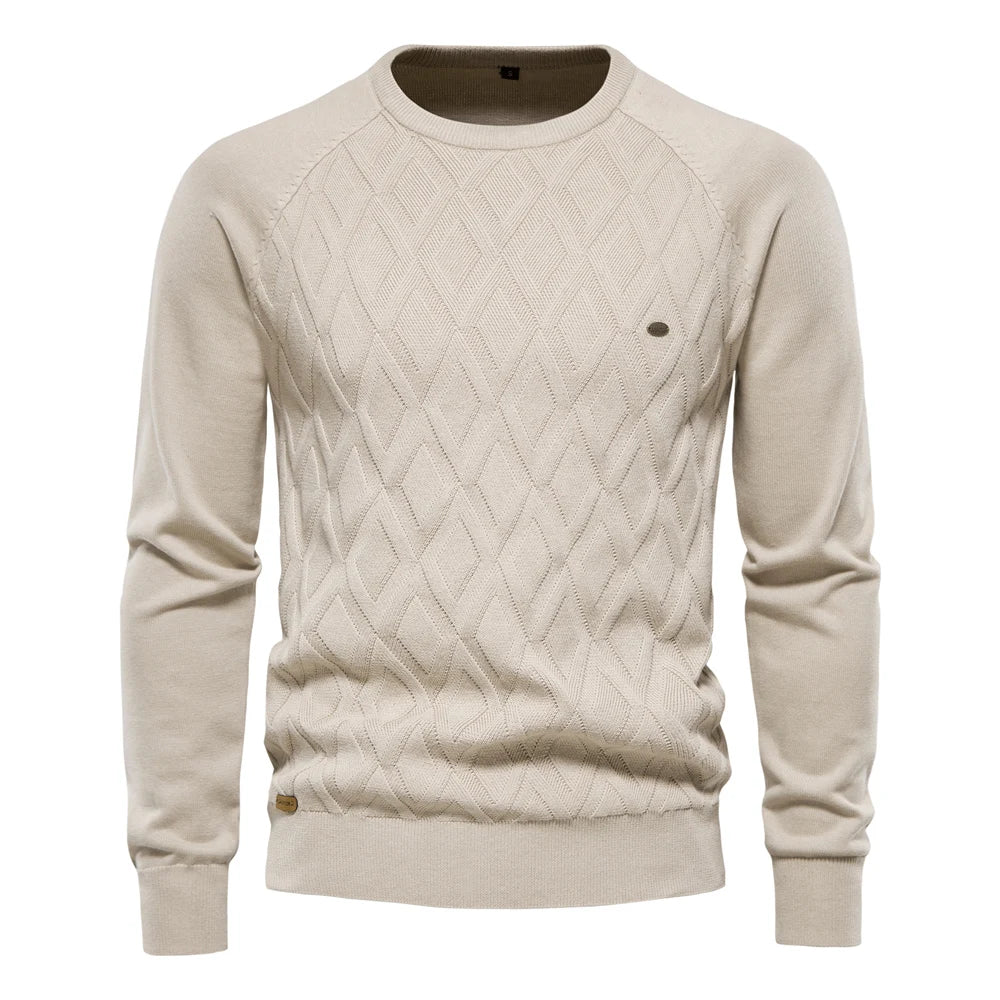 Basic Men Sweaters Solid Color O-neck Long sleeve